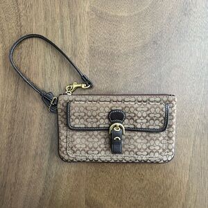 Vintage Coach Brown and Black Wristlet Clutch